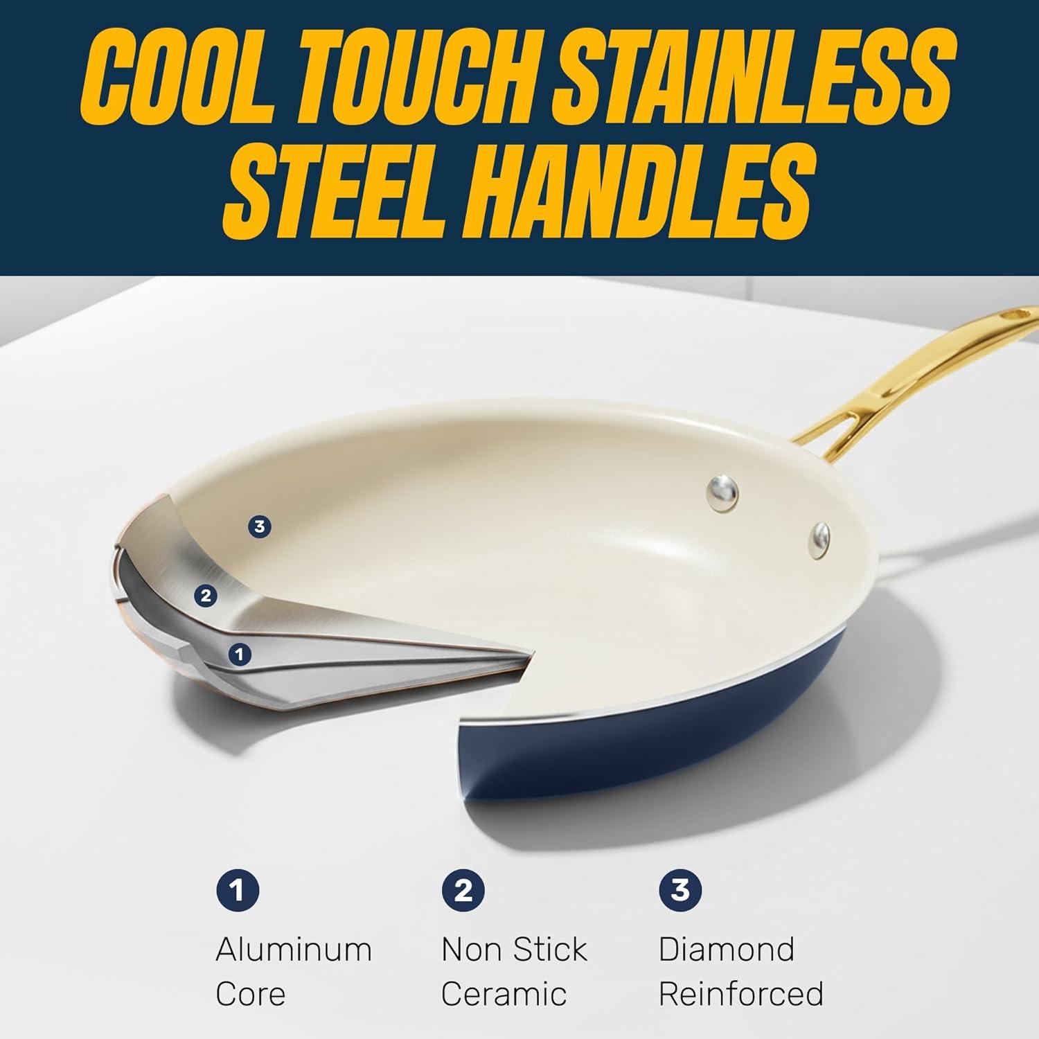 image:imageGOTHAM STEEL 10 Inch Non Stick Frying Pans Nonstick Frying Pan Nonstick Pan Cooking Pans Non stick Skillet NonStick Pan 100 PFOA Free Ceramic Coating Dishwasher Safe Navy Cream11 Fry Pan
