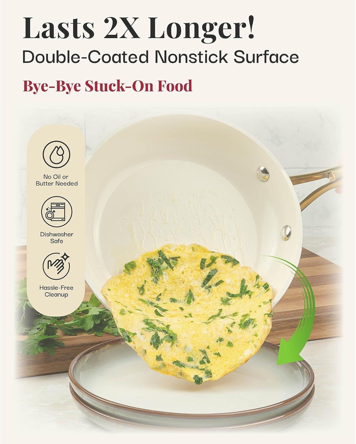 image:imageGOTHAM STEEL 10 Inch Non Stick Frying Pans Nonstick Frying Pan Nonstick Pan Cooking Pans Non stick Skillet NonStick Pan 100 PFOA Free Ceramic Coating Dishwasher Safe Navy Cream10 In Frying Pan Navy