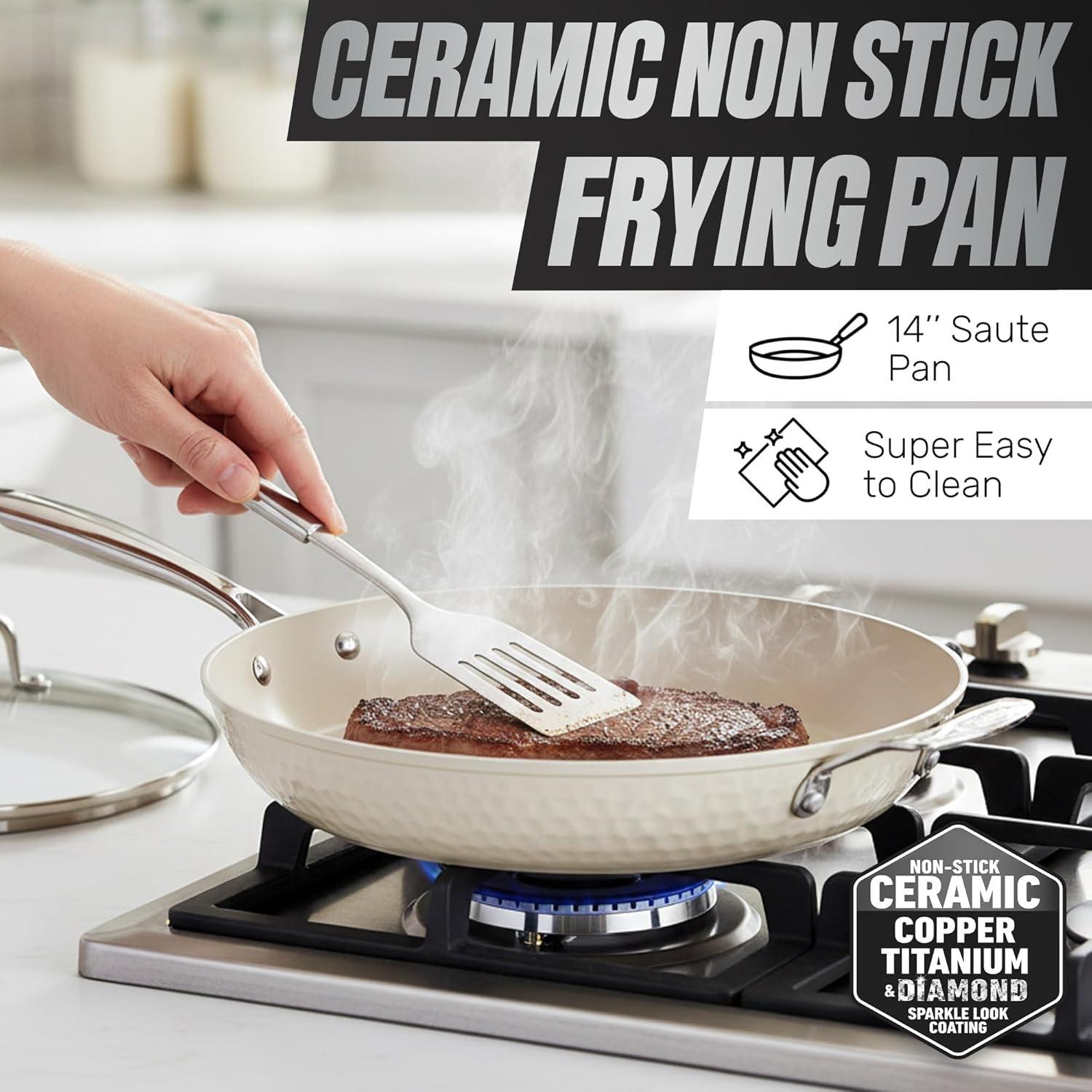 image:imageGOTHAM STEEL 10 Inch Non Stick Frying Pans Nonstick Skillet Ceramic Pan for Cooking Non Toxic Nonstick Frying Pan Skillets with Stay Cool Handle Fry Pans Oven and Dishwasher Safe14 Pan
