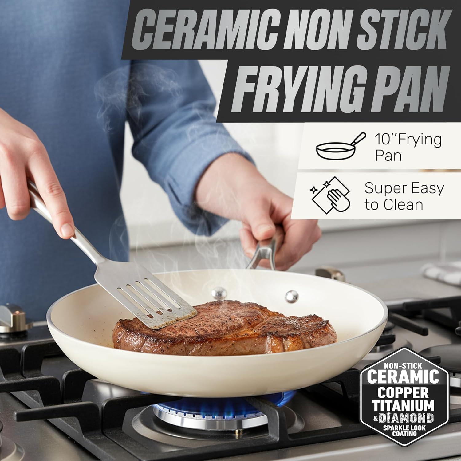 image:imageGOTHAM STEEL 10 Inch Non Stick Frying Pans Nonstick Skillet Ceramic Pan for Cooking Non Toxic Nonstick Frying Pan Skillets with Stay Cool Handle Fry Pans Oven and Dishwasher Safe10 Fry Pan
