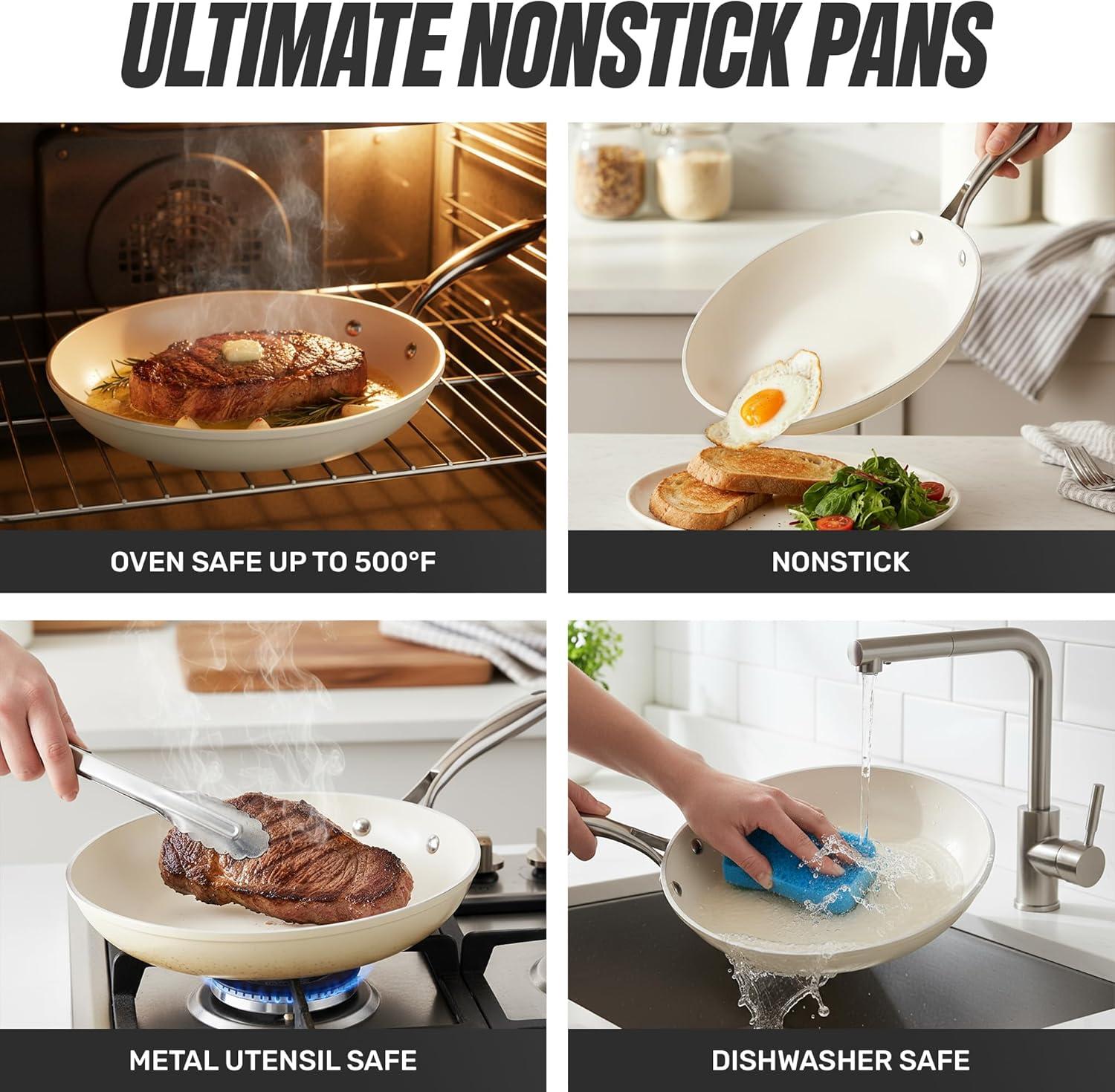 image:imageGOTHAM STEEL 10 Inch Non Stick Frying Pans Nonstick Skillet Ceramic Pan for Cooking Non Toxic Nonstick Frying Pan Skillets with Stay Cool Handle Fry Pans Oven and Dishwasher Safe10 Fry Pan