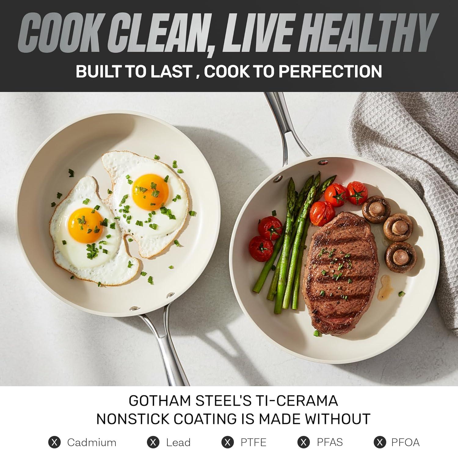 image:imageGOTHAM STEEL 10 Inch Non Stick Frying Pans Nonstick Skillet Ceramic Pan for Cooking Non Toxic Nonstick Frying Pan Skillets with Stay Cool Handle Fry Pans Oven and Dishwasher Safe10 Fry Pan
