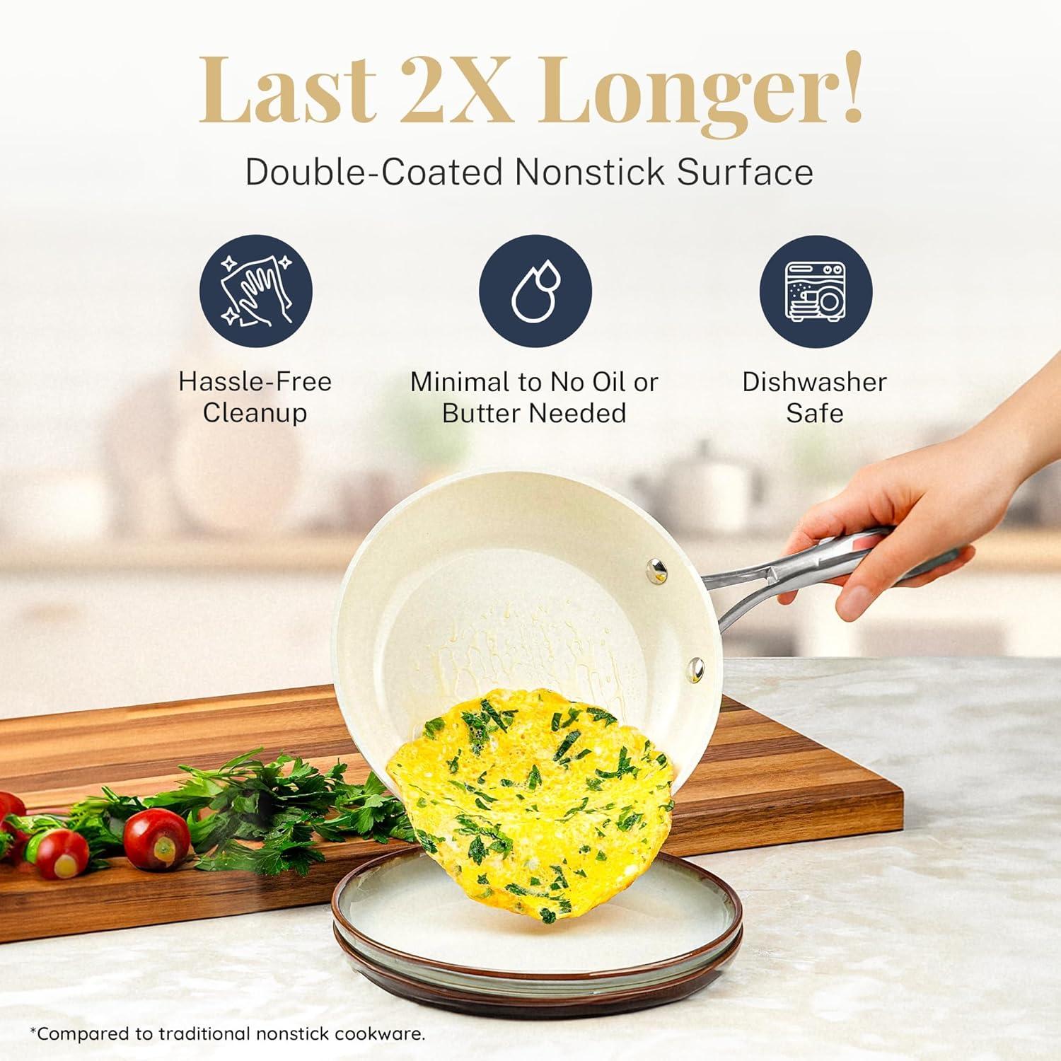 image:imageGOTHAM STEEL 12 Inch Non Stick Frying Pans Nonstick Frying Pan Induction Pan Nonstick Skillet 100 PFOA Free Ceramic Pan for Cooking Dishwasher Safe Cream White
