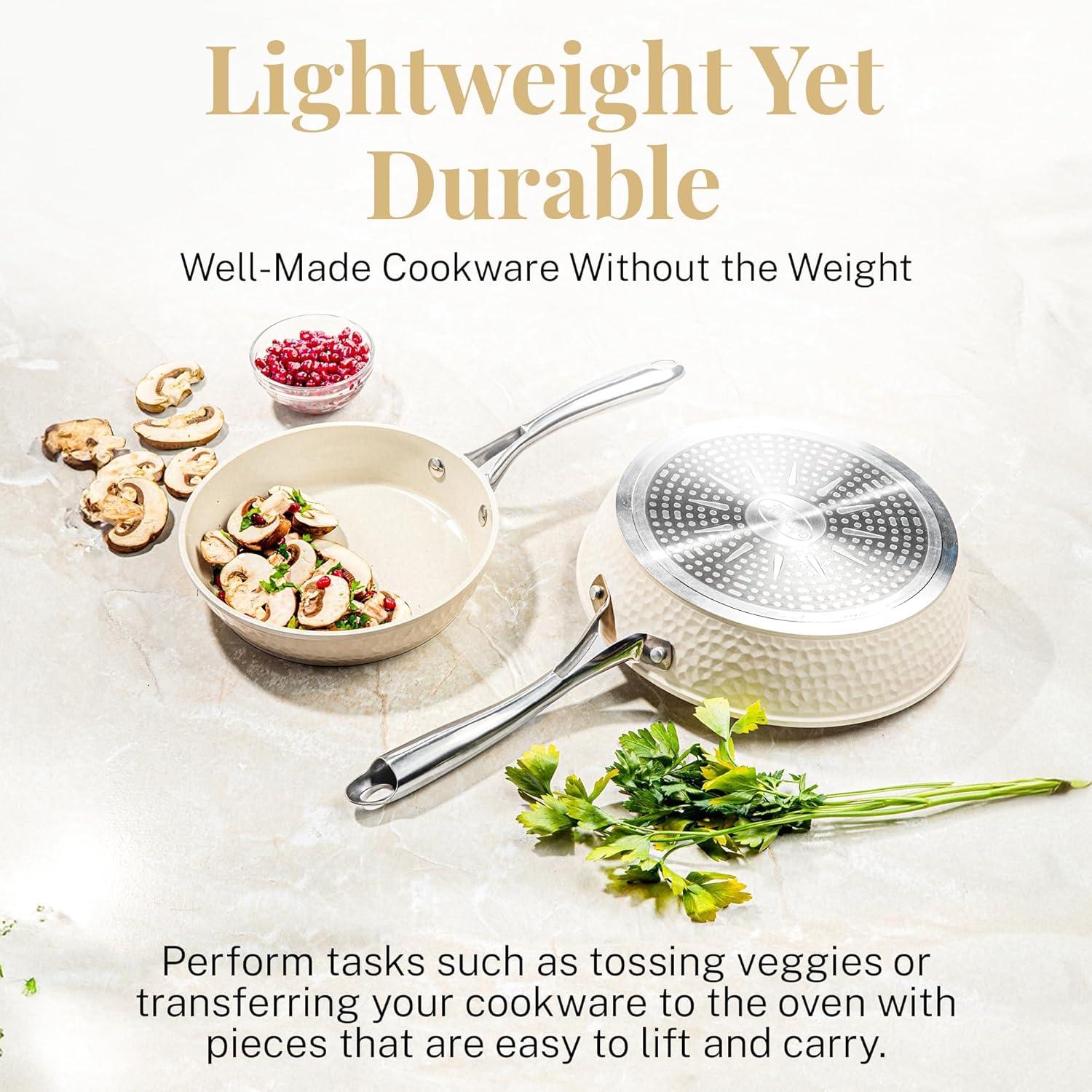 image:imageGOTHAM STEEL 12 Inch Non Stick Frying Pans Nonstick Frying Pan Induction Pan Nonstick Skillet 100 PFOA Free Ceramic Pan for Cooking Dishwasher Safe Cream White