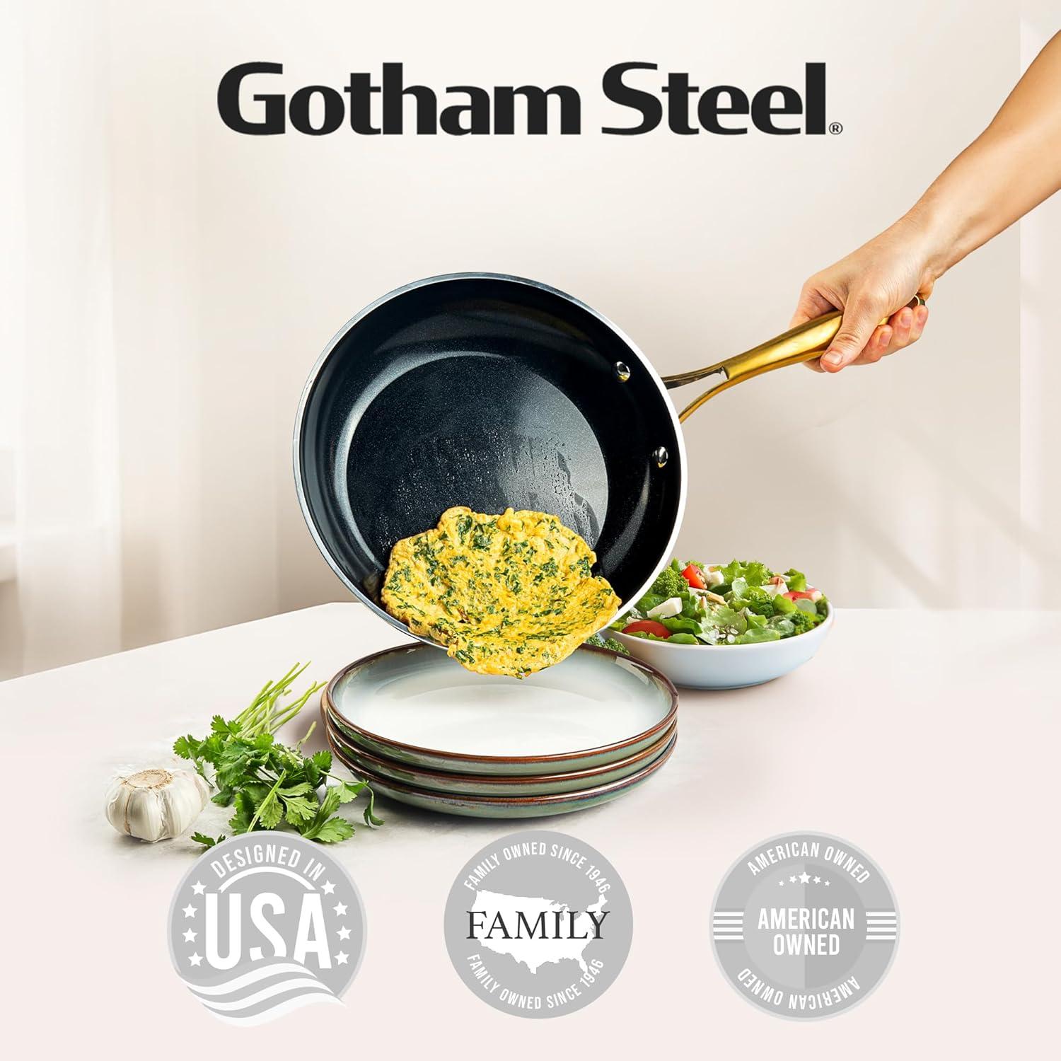 image:imageGOTHAM STEEL 13 Pc Ceramic Cookware Set Nonstick Copper Pots and Pans Set Non Stick for Kitchen Anodized Induction Pots and Pans for Cooking Non Toxic Cookware Sets Oven amp Dishwasher SafeGold Black