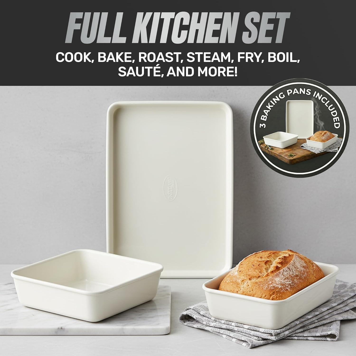 image:imageGOTHAM STEEL 20 Pc Ceramic Cookware Set Nonstick Ceramic Pots and Pans Set Non Stick for Kitchen with Bakeware Cooking Utensils amp Steamer Non Toxic PFOA PFOS Free Oven amp Dishwasher Safe
