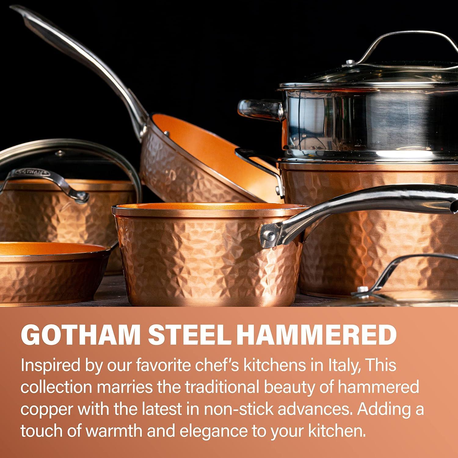 image:imageGOTHAM STEEL HAMMERED 14 Inch Non Stick Frying Pans with Lid Extra Large Frying Pans Nonstick Cooks Family Sized Meals Non Toxic PFOA Free Induction Ready Oven and Dishwasher Safe2984