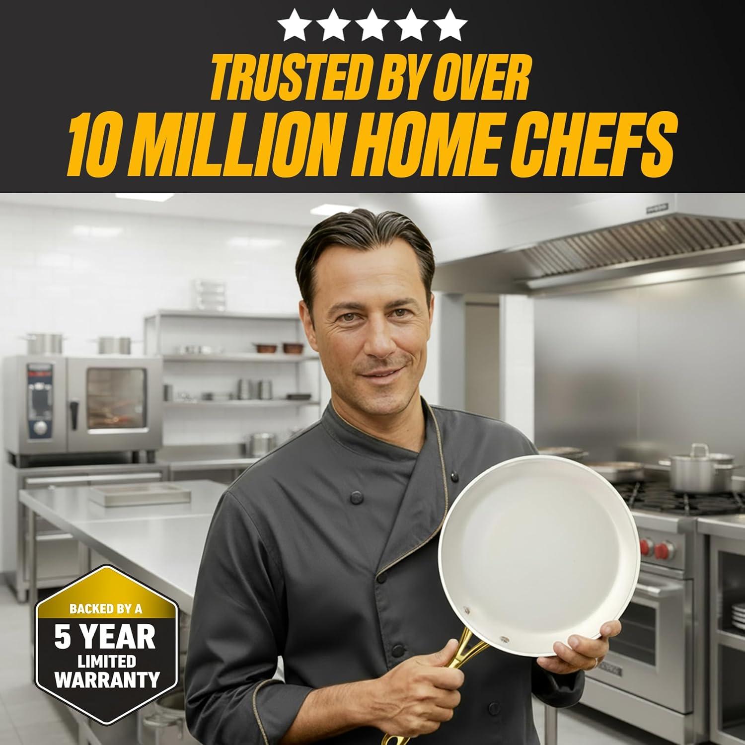 image:imageGOTHAM STEEL HAMMERED 14 Inch Non Stick Frying Pans with Lid Extra Large Frying Pans Nonstick Cooks Family Sized Meals Non Toxic PFOA Free Induction Ready Oven and Dishwasher Safe4240