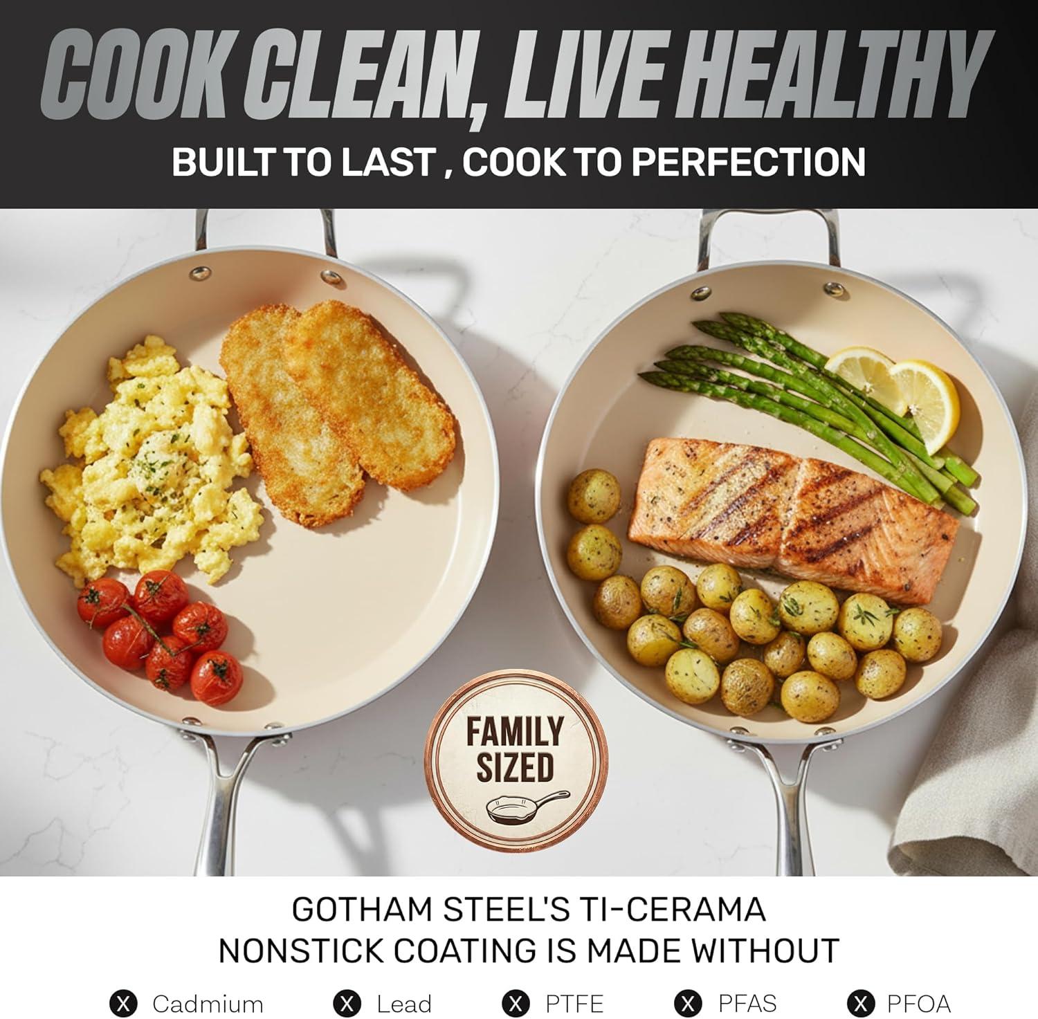 image:imageGOTHAM STEEL HAMMERED 14 Inch Non Stick Frying Pans with Lid Extra Large Frying Pans Nonstick Cooks Family Sized Meals Non Toxic PFOA Free Induction Ready Oven and Dishwasher Safe1573