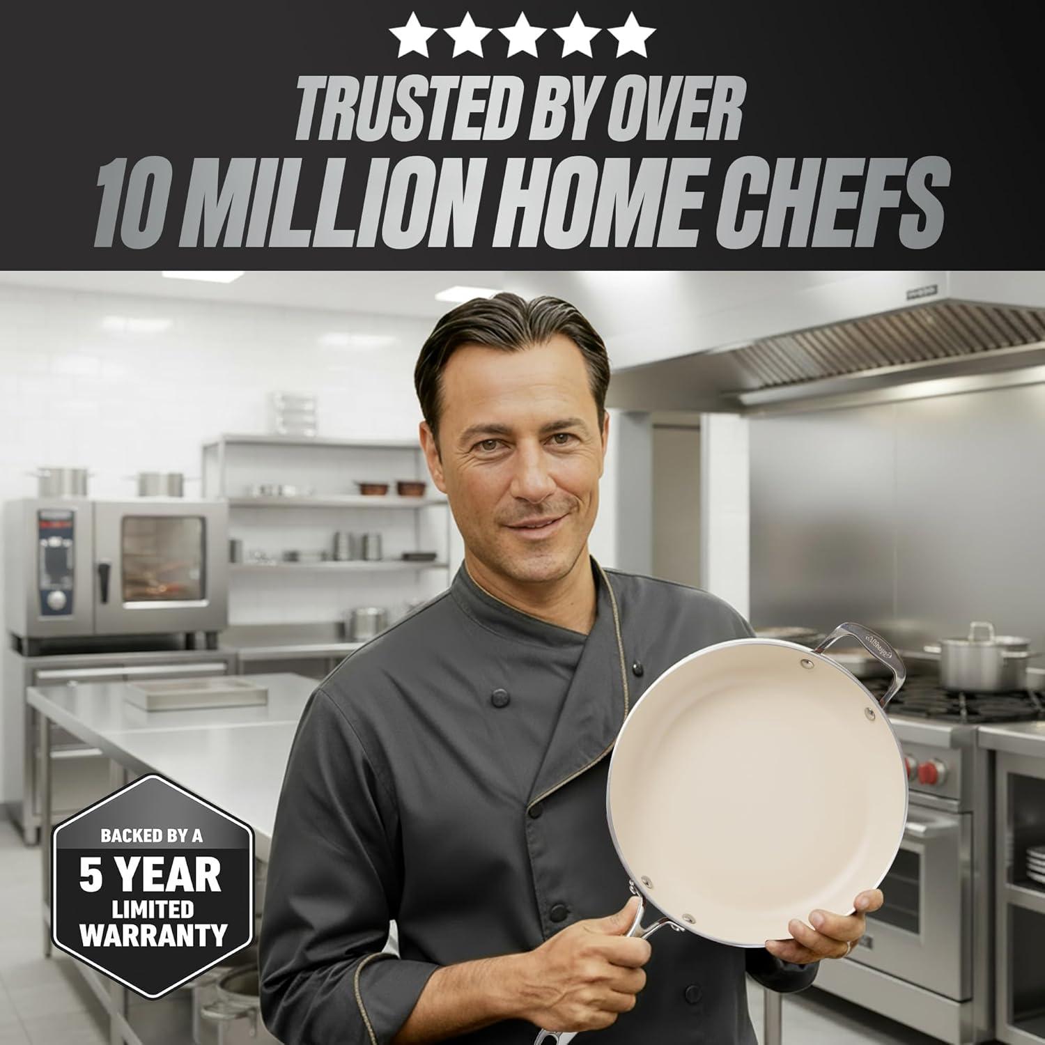 image:imageGOTHAM STEEL HAMMERED 14 Inch Non Stick Frying Pans with Lid Extra Large Frying Pans Nonstick Cooks Family Sized Meals Non Toxic PFOA Free Induction Ready Oven and Dishwasher Safe1573