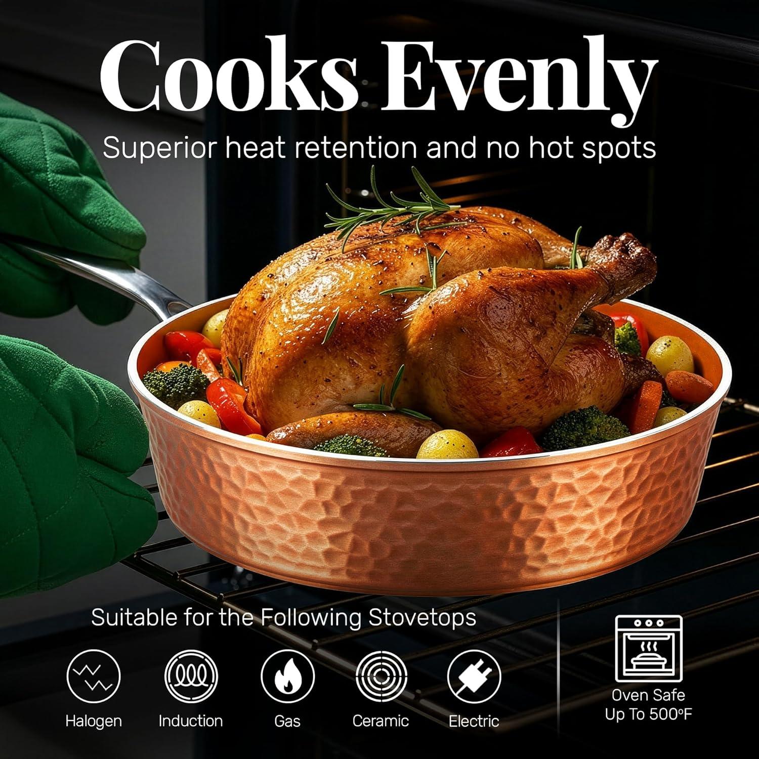 image:imageGOTHAM STEEL Hammered Copper 12 Inch Non Stick Frying Pans with Lid Frying Pans Nonstick with Lid Non Toxic Ceramic Pan for Cooking Nonstick Frying Pan Induction Pan Oven and Dishwasher Safe12 inch Saute Pan with Lid 4 Quart