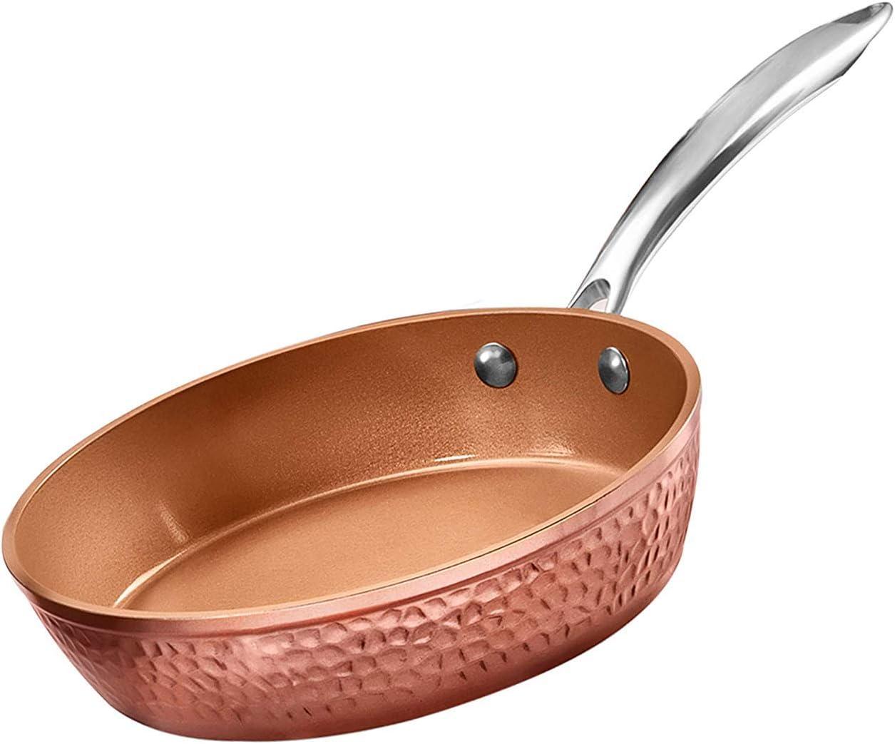 image:imageGOTHAM STEEL Hammered Copper 12 Inch Non Stick Frying Pans with Lid Frying Pans Nonstick with Lid Non Toxic Ceramic Pan for Cooking Nonstick Frying Pan Induction Pan Oven and Dishwasher Safe95 inch Frying Pan with Lid