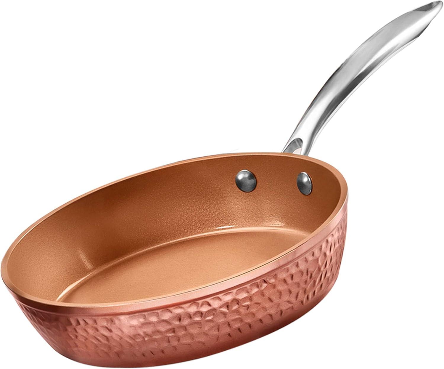 image:imageGOTHAM STEEL Hammered Copper 12 Inch Non Stick Frying Pans with Lid Frying Pans Nonstick with Lid Non Toxic Ceramic Pan for Cooking Nonstick Frying Pan Induction Pan Oven and Dishwasher Safe10 inch Frying Pan with Lid