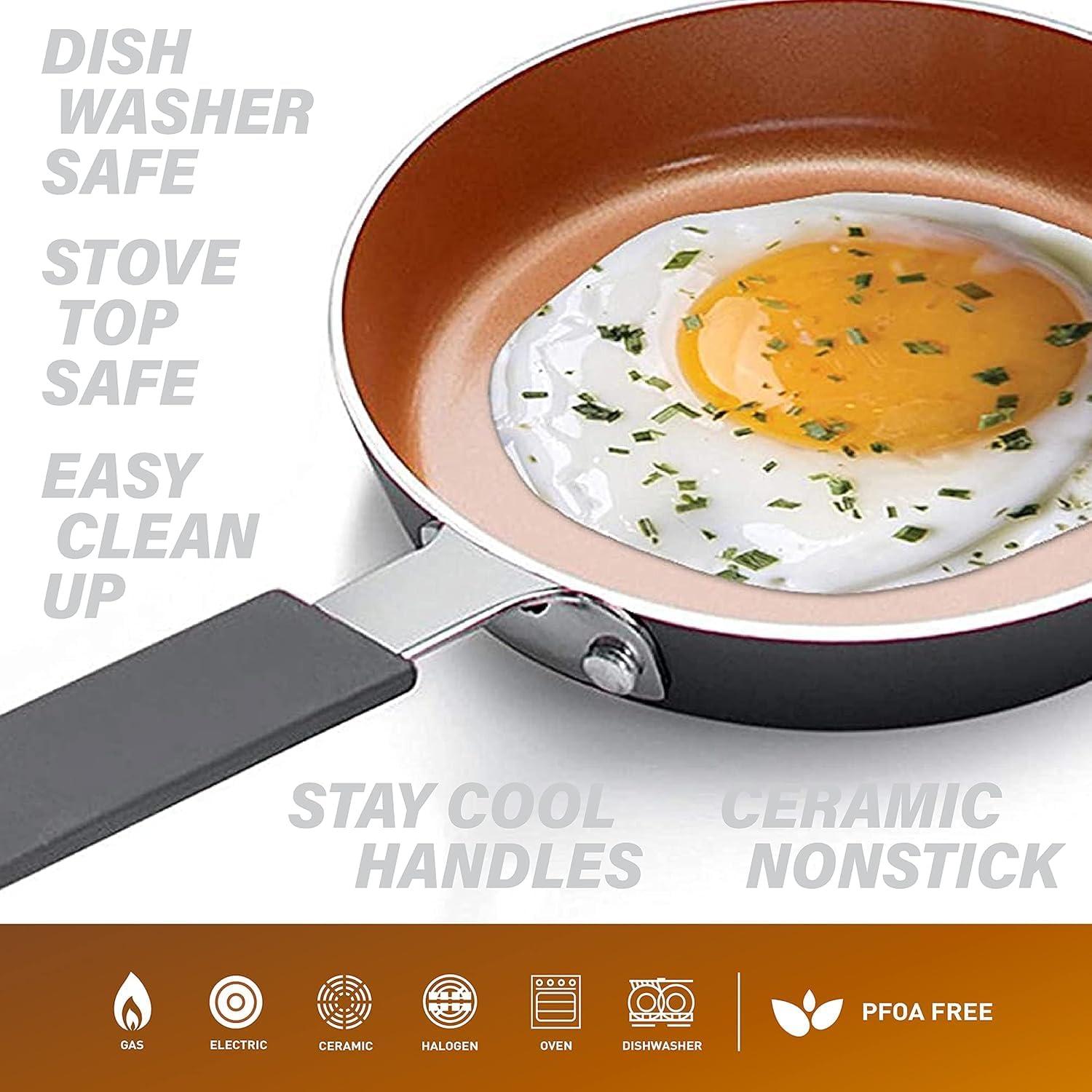 image:imageGOTHAM STEEL Mini Nonstick Egg Pan amp Omelet Pan 55 Single Serve Egg Frying Pan NonstickSkillet Diamond Infused Small Frying Pan Designed for Eggs Pancakes Non Toxic Dishwasher Safe Copper