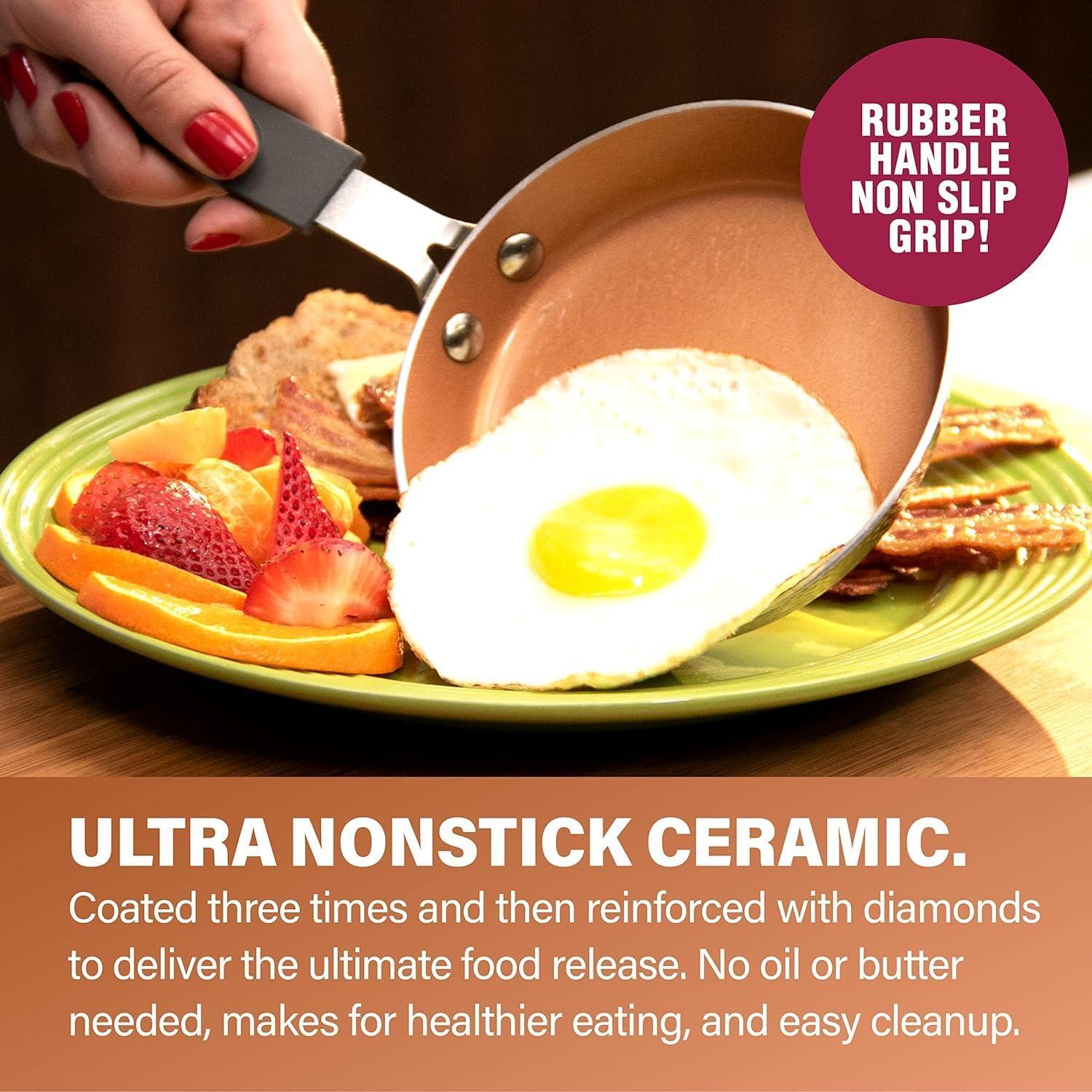 image:imageGOTHAM STEEL Mini Nonstick Egg Pan amp Omelet Pan 55 Single Serve Egg Frying Pan NonstickSkillet Diamond Infused Small Frying Pan Designed for Eggs Pancakes Non Toxic Dishwasher Safe Copper