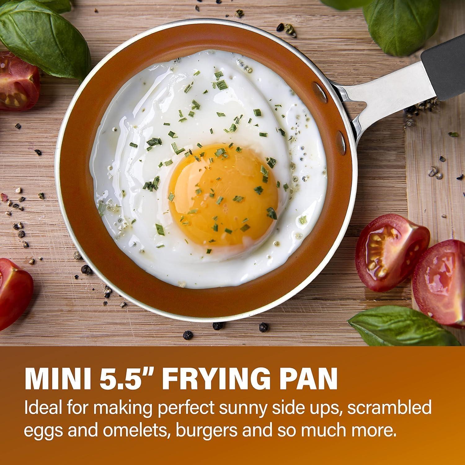 image:imageGOTHAM STEEL Mini Nonstick Egg Pan amp Omelet Pan 55 Single Serve Egg Frying Pan NonstickSkillet Diamond Infused Small Frying Pan Designed for Eggs Pancakes Non Toxic Dishwasher Safe Copper