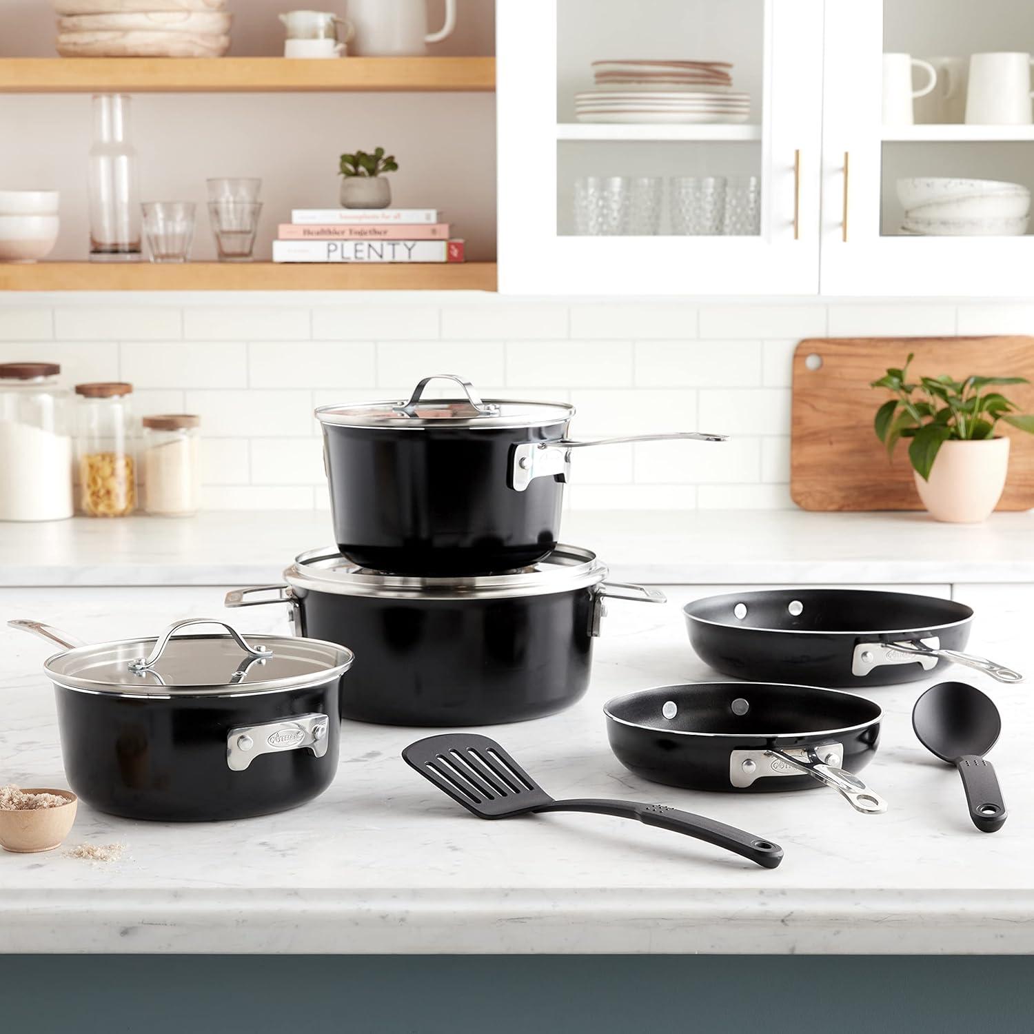 image:imageGotham Steel 10 Piece Pots and Pans Set Non Stick Cookware Set Kitchen Cookware Sets Pot and Pan Set Pot Set Non Toxic Cookware Set Frying Pan Set Dishwasher SafeBlack