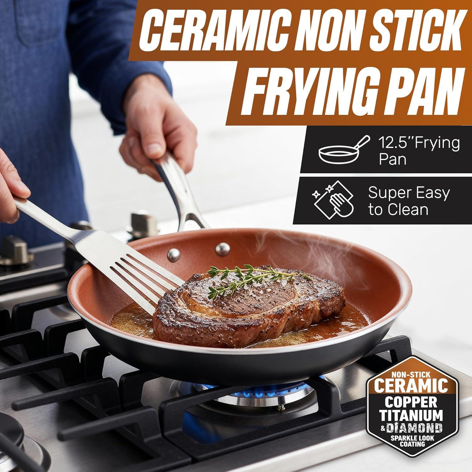image:imageGotham Steel 14 Nonstick Frying Pan with Ultra Durable Mineral and Diamond Triple Coated Surface Family Sized XL Skillet with Stainless Steel Stay Cool amp Helper Handle Oven and Dishwasher Safe125