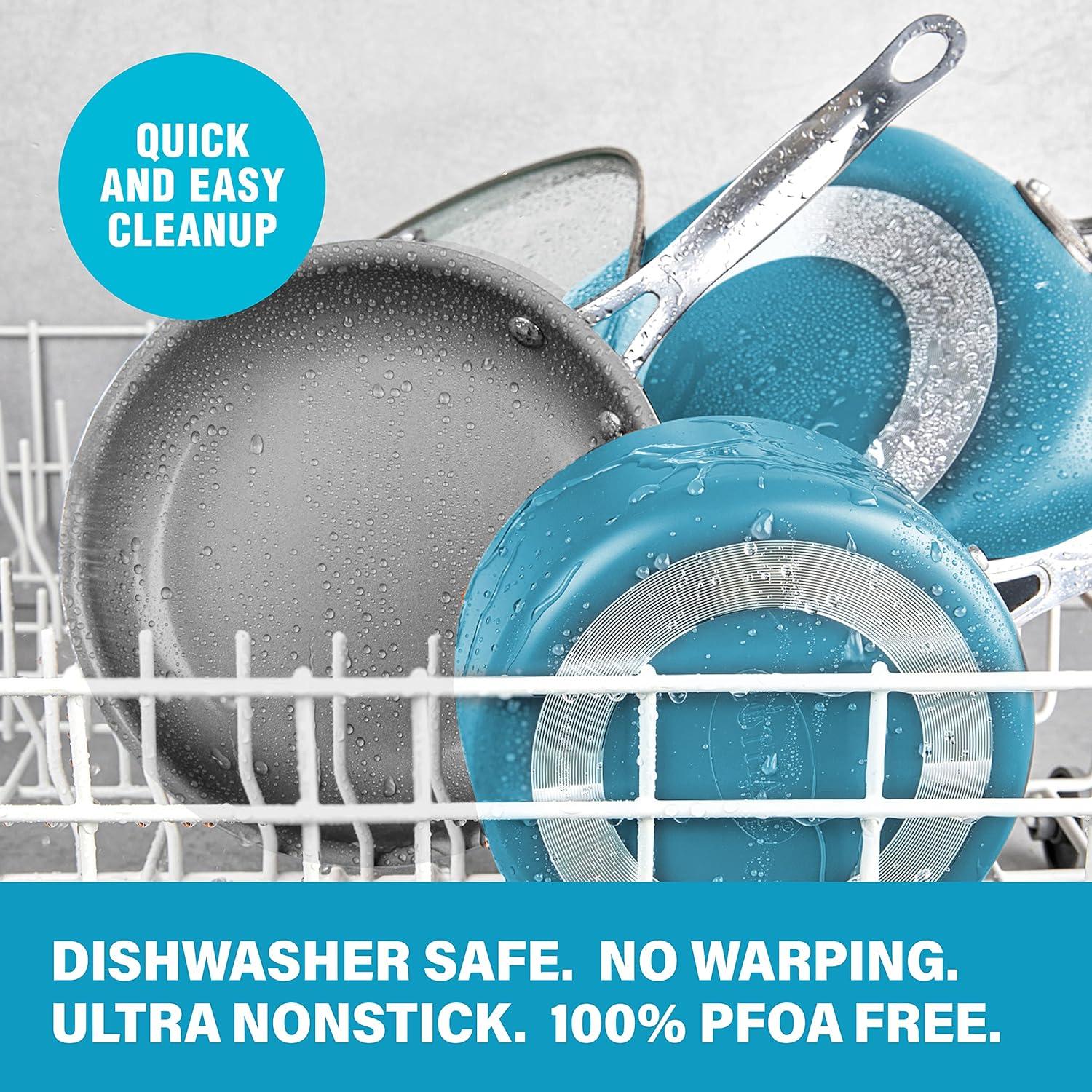 image:imageGotham Steel 15 Pc Ceramic Cookware Set Ceramic Pots and Pans Set Non Stick with Cooking Utensils and Steamer Non Toxic PFOA PFOS Free Premium Stay Cool Handles Oven amp Dishwasher SafeAqua Blue