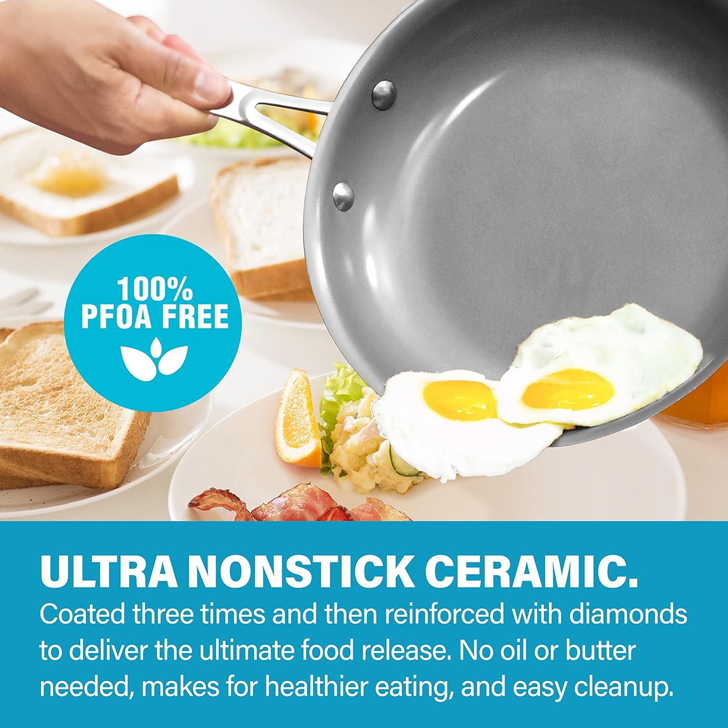 image:imageGotham Steel 15 Pc Ceramic Cookware Set Ceramic Pots and Pans Set Non Stick with Cooking Utensils and Steamer Non Toxic PFOA PFOS Free Premium Stay Cool Handles Oven amp Dishwasher SafeAqua Blue