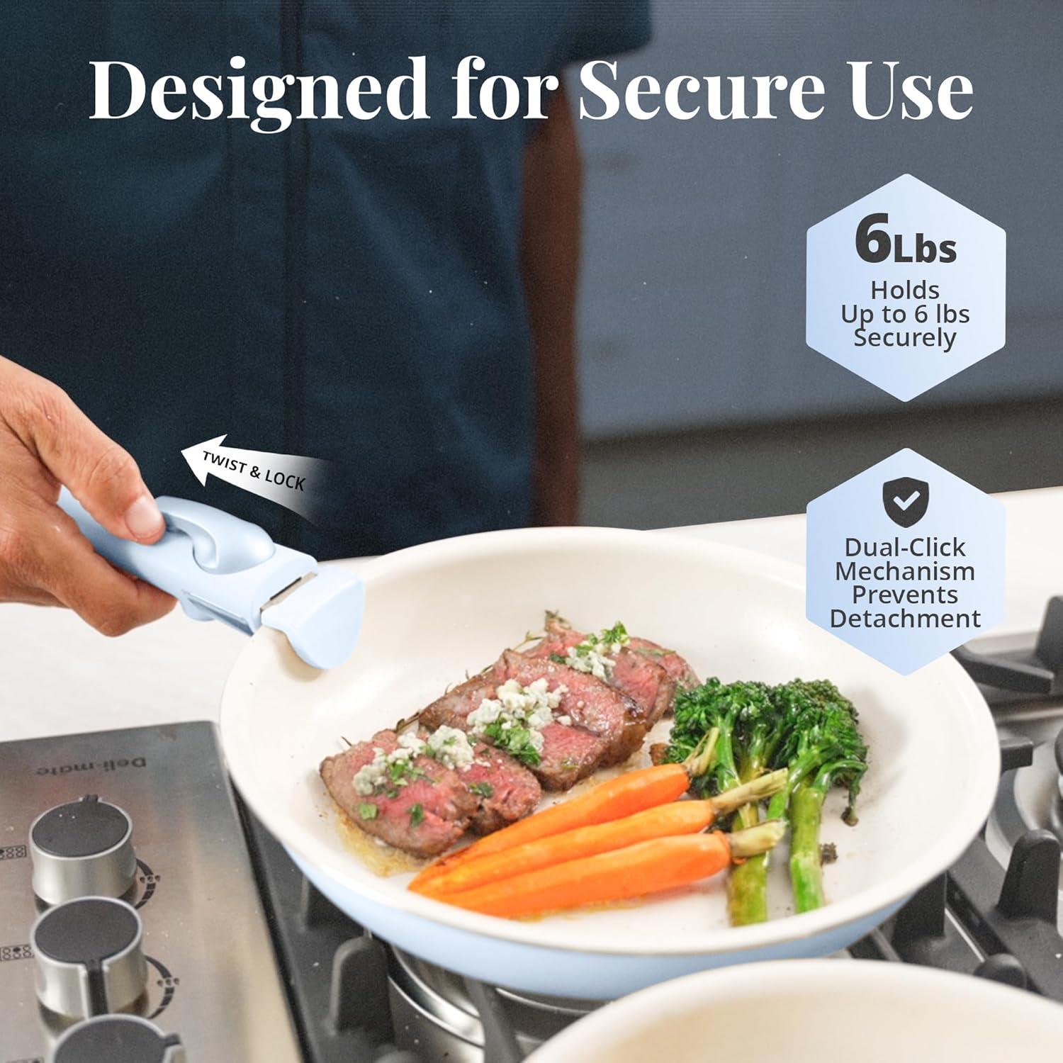 image:imageGotham Steel 18 Pc Removeable Handle Pots and Pans Set Non Stick Kitchen Cookware Sets Ceramic Cookware Set Non Toxic Nesting Camping Cookware Oven and Dishwasher Safe Blue