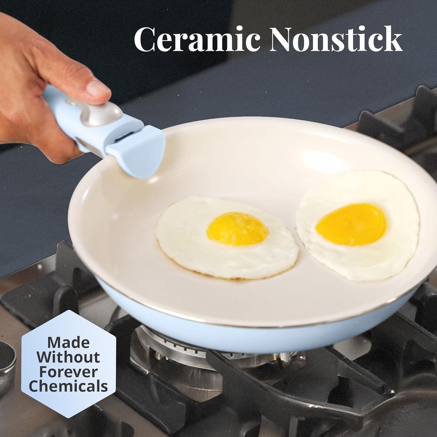 image:imageGotham Steel 18 Pc Removeable Handle Pots and Pans Set Non Stick Kitchen Cookware Sets Ceramic Cookware Set Non Toxic Nesting Camping Cookware Oven and Dishwasher Safe Blue