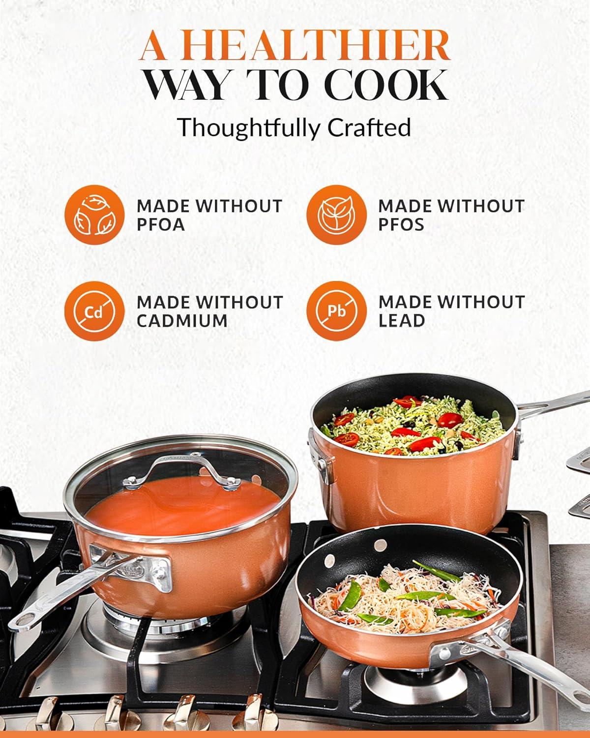 image:imageGotham Steel 20 Pc Pots and Pans Set Non Stick Cookware Set Kitchen Pot and Pan Set Non Toxic Ceramic Cookware Sets Nonstick Cookware Set Lightweight Dishwasher Safe Cream WhiteCopper