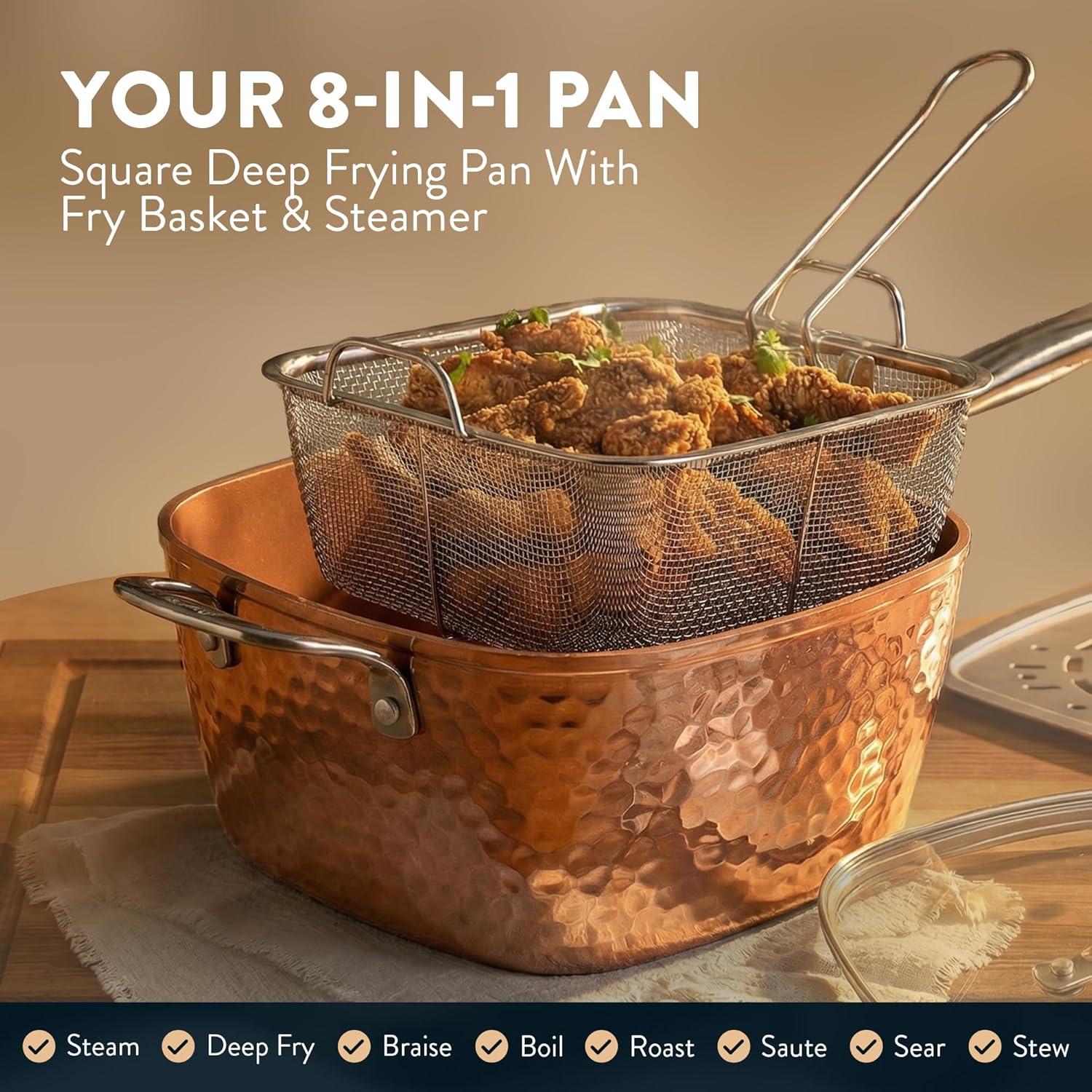 image:imageGotham Steel Hammered 20 Pc Ceramic Cookware Set Nonstick True Ceramic Pots and Pans Set Non Stick with Deep Square Pan Set amp Bakeware Set Non Toxic PFOA PFOS Free Oven amp Dishwasher Safe