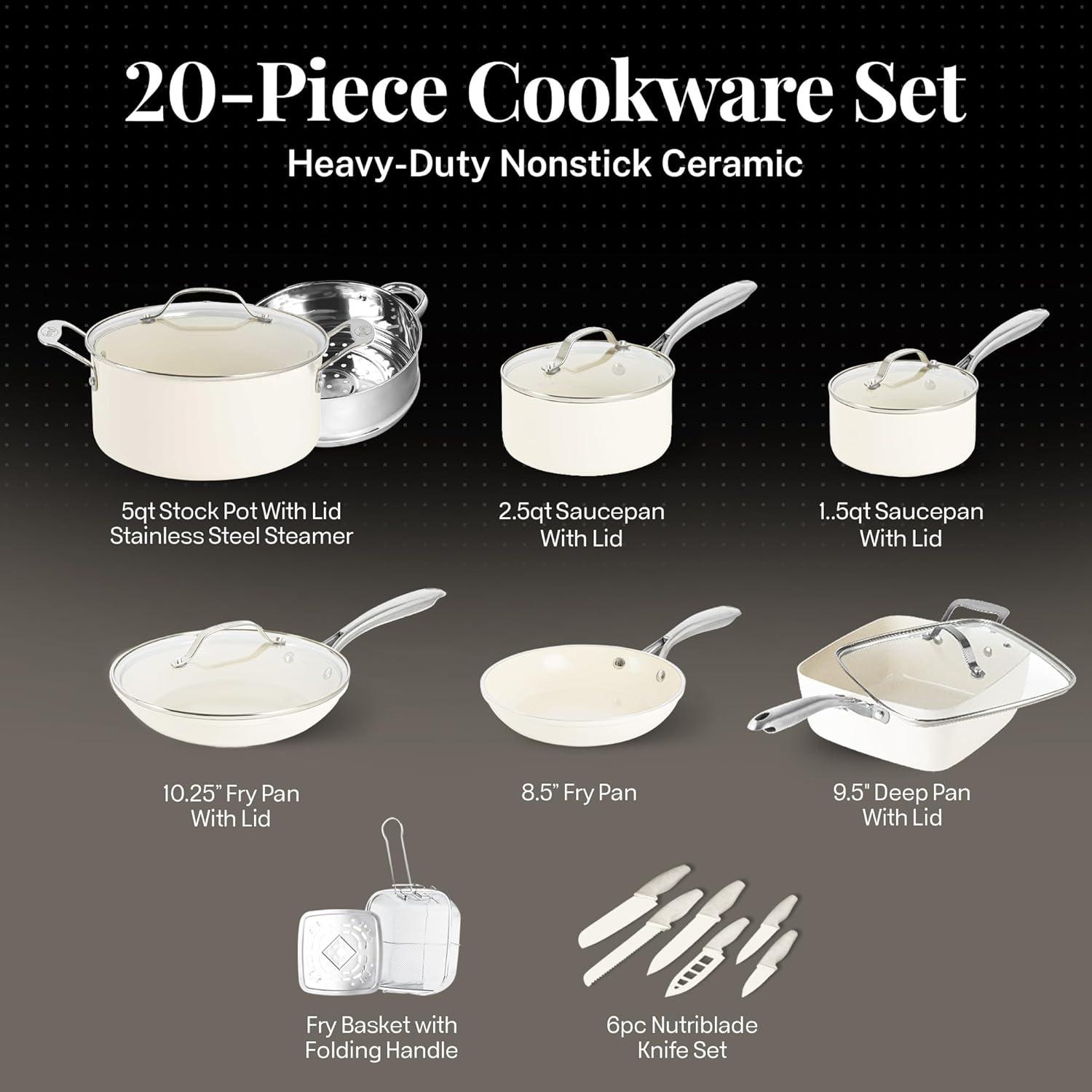 image:imageGotham Steel Stackable Pots and Pans Stackmaster 10 Piece Cookware Set with Ultra Nonstick Cast Texture Ceramic Coating CopperCream
