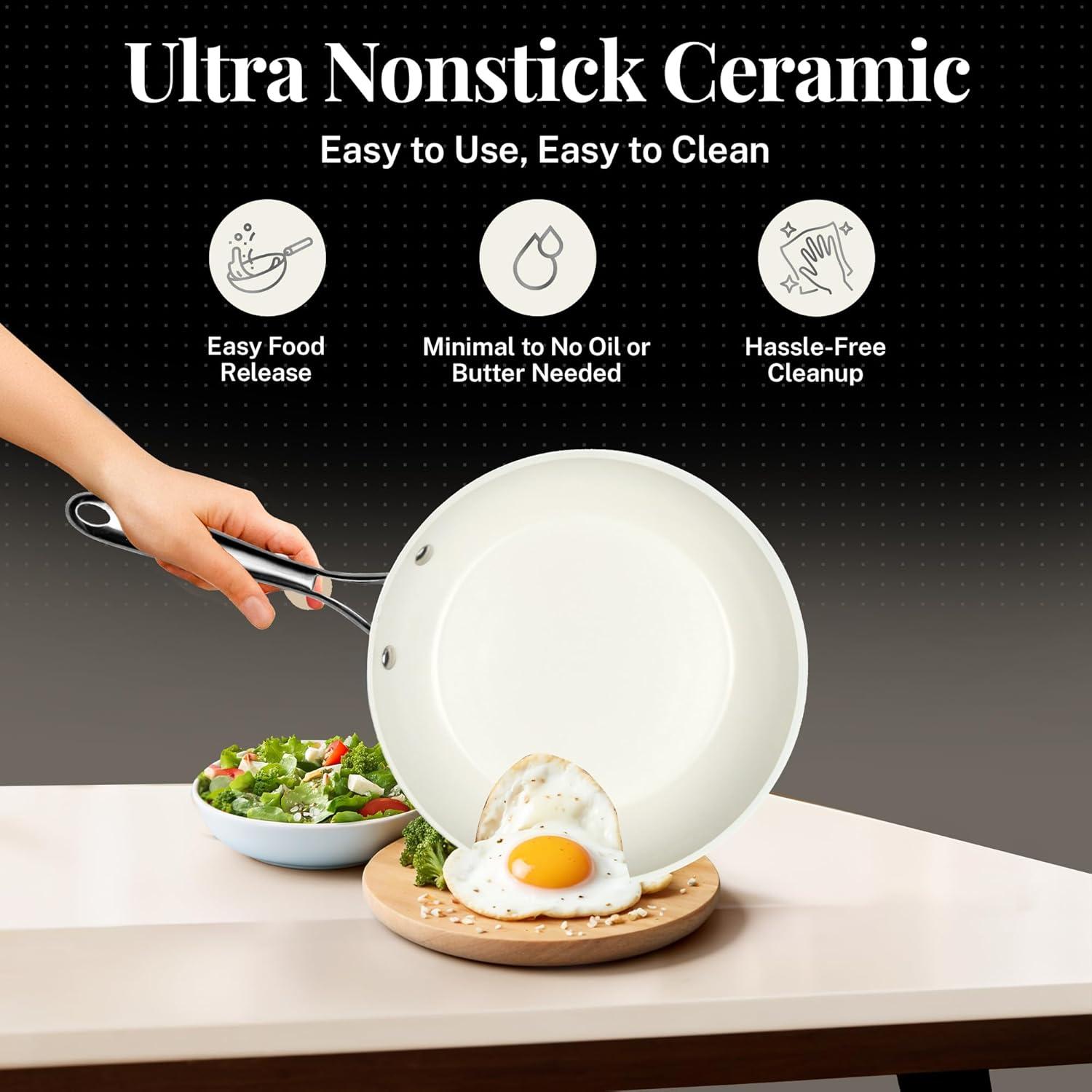 image:imageGotham Steel Stackable Pots and Pans Stackmaster 10 Piece Cookware Set with Ultra Nonstick Cast Texture Ceramic Coating CopperCream