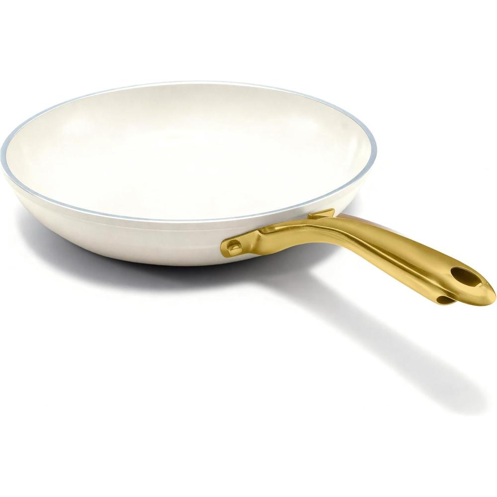 image:imageGOTHAM STEEL 12 Inch Nonstick Frying Pan DiamondReinforced Ceramic Dishwasher Safe Cream White PFOA Free