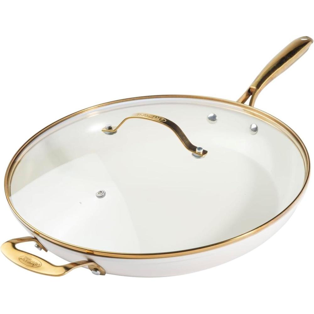 image:imageGOTHAM STEEL 14 Inch Frying Pan Extra Large Frying Pan Skillet for Family Cooking Non Toxic Ceramic Nonstick Coating PFOA PFOS Free Ergonomic Stay Cool Handle Oven and Diswasher Safe