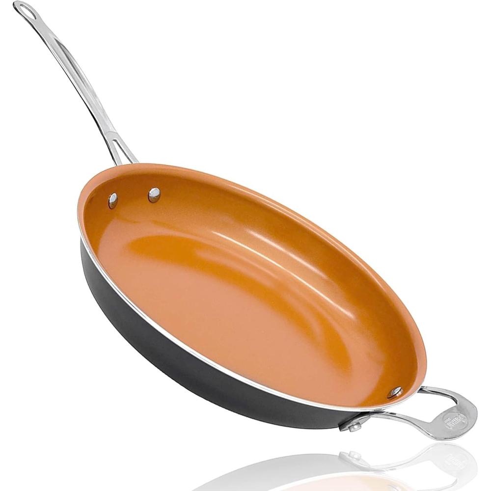 image:imageGotham Steel 14 Nonstick Frying Pan with Ultra Durable Mineral and Diamond Triple Coated Surface Family Sized XL Skillet with Stainless Steel Stay Cool amp Helper Handle Oven and Dishwasher Safe14