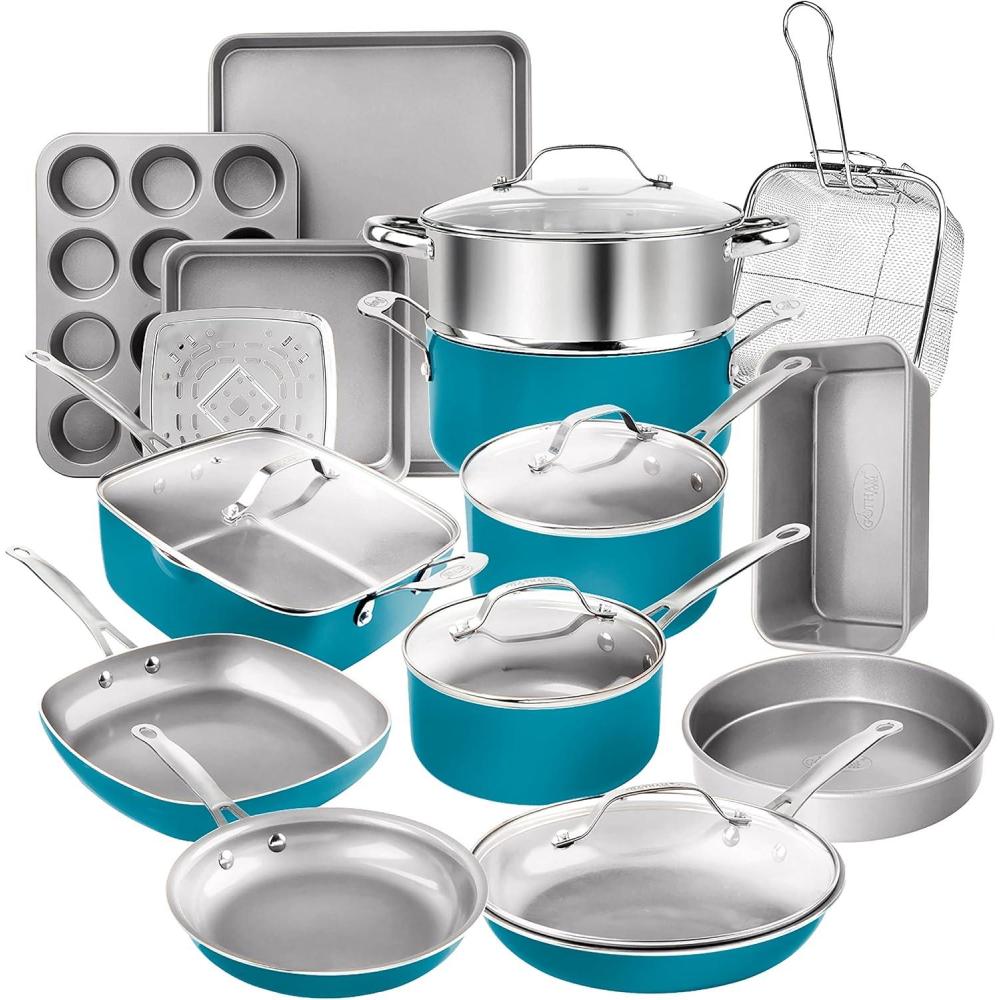 image:imageGotham Steel 20 Piece Pots and Pans Set Nonstick Cookware Set Pot and Pan Set Kitchen Cookware Sets Ceramic Cookware Set Ceramic Pots and Pans Set Pot Set Dishwasher Safe Aqua Blue