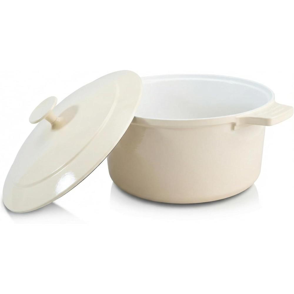image:imageGotham Steel 5 Qt Dutch Oven Pot with Lid Nonstick Ceramic Dutch Oven Stock Pot 10 in 1 Cooking Pot amp Dutch Oven for Bread Baking Lightweight Oven amp Dishwasher Safe  CreamCream