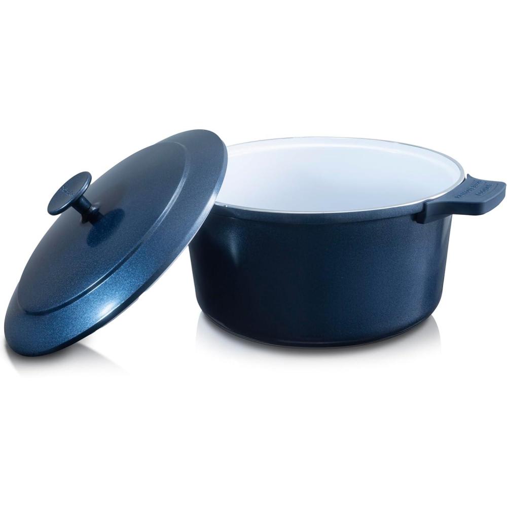 image:imageGotham Steel 5 Qt Dutch Oven Pot with Lid Nonstick Ceramic Dutch Oven Stock Pot 10 in 1 Cooking Pot amp Dutch Oven for Bread Baking Lightweight Oven amp Dishwasher Safe  CreamNavy  Gray
