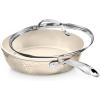 image:imageGOTHAM STEEL Hammered 10 Inch Non Stick Frying Pans with Lid Frying Pans Nonstick with Lid Non Toxic PFOA PFOS Free Skillet Pan for Cooking Induction Oven and Dishwasher Safe  Cream
