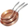 image:imageGOTHAM STEEL Hammered Copper 12 Inch Non Stick Frying Pans with Lid Frying Pans Nonstick with Lid Non Toxic Ceramic Pan for Cooking Nonstick Frying Pan Induction Pan Oven and Dishwasher Safe3 Piece Set 8 inch  10 inch  12 inch