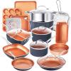 image:imageGotham Steel 12 Pc Ceramic Cookware Set Nonstick Ceramic Pots and Pans Set Non Stick with Steamer for Cooking Non Toxic PFOA PFOS Free Ergonomic Stay Cool Handles Oven amp Dishwasher Safe Copper20 Piece Set