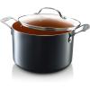 image:imageGotham Steel 8 Qt Large Ceramic Stock Pot for Cooking Multipurpose Pasta Pot with Strainer Lid for Spaghetti Soup Rice Large Cooking Pots with Lids and Twist amp Lock Handles Dishwasher SafeCopper