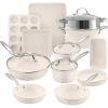 image:imageGotham Steel Hammered 15Pcs Ceramic Cookware Set Nonstick Induction Pots and Pans Set Non Stick with Bakeware Set amp Steamer for Cooking Non Toxic PFOA PFOS Free Oven amp Dishwasher Safe Cream White
