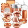image:imageGotham Steel Hammered 20 Pc Ceramic Cookware Set Nonstick True Ceramic Pots and Pans Set Non Stick with Deep Square Pan Set amp Bakeware Set Non Toxic PFOA PFOS Free Oven amp Dishwasher Safe