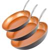 image:imageGotham Steel PRO 3 Pc Hard Anodized Ceramic Frying Pans Set 8 10 12 Nonstick Frying Pans Skillet with Non Toxic Ceramic amp Titanium Coating Induction Ready Oven and Dishwasher Safe  Copper