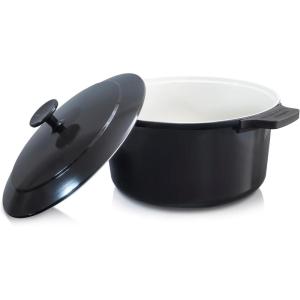 Gotham Steel 5 Qt Dutch Oven Pot with Lid, Nonstick Ceramic Dutch Oven Stock Pot, 10 in 1 Cooking Pot & Dutch Oven for Bread Baking, Lightweight Oven & Dishwasher Safe – Cream(Black / Cream)
