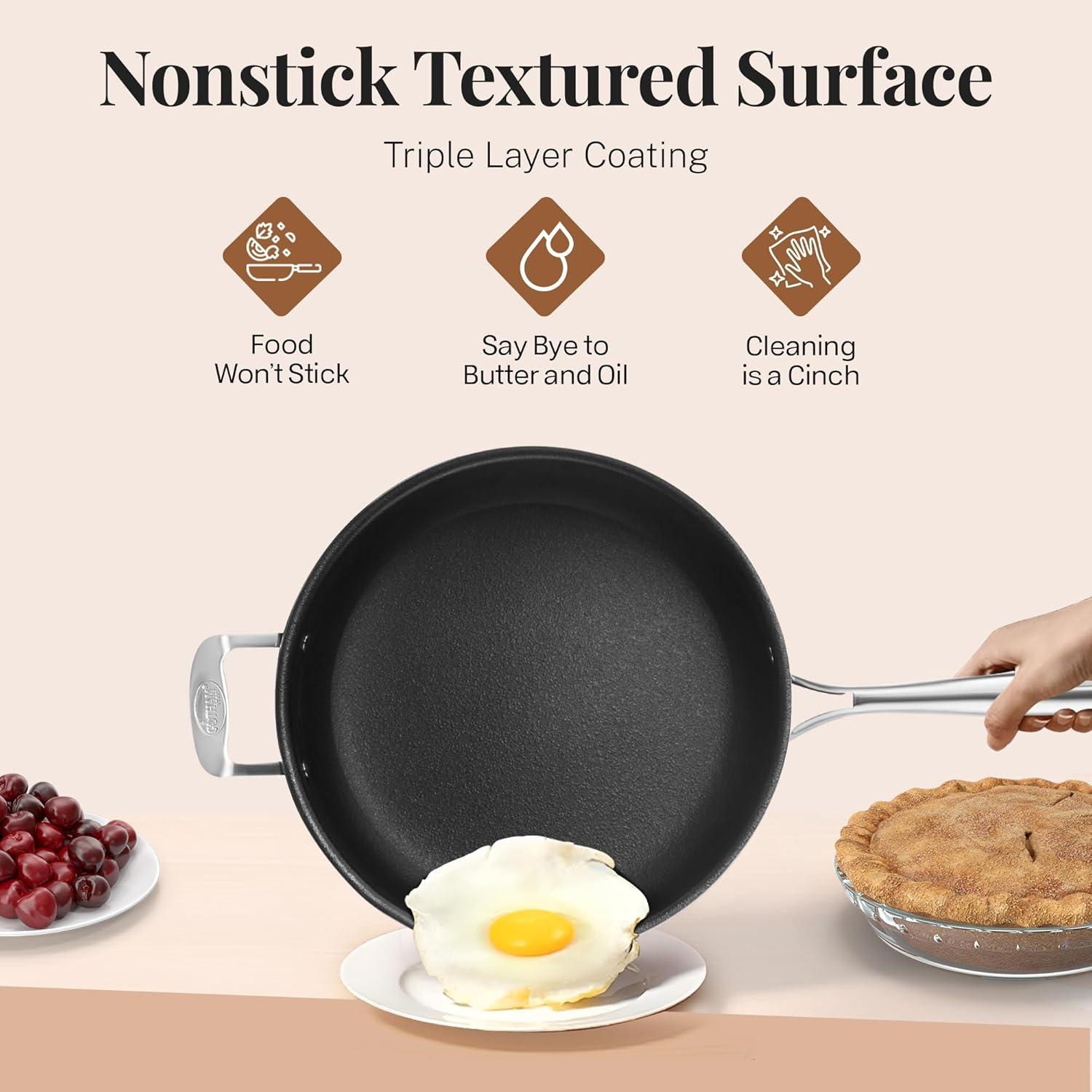 image:imageGOTHAM STEEL 55 Qt Saute Pan with Lid Non Stick Frying Pans Nonstick Deep Frying Pan Nonstick Pan Cooking Pan Nonstick Skillet with Lid 100 PFOA Free Large Frying Pan Dishwasher Safe CopperCopper