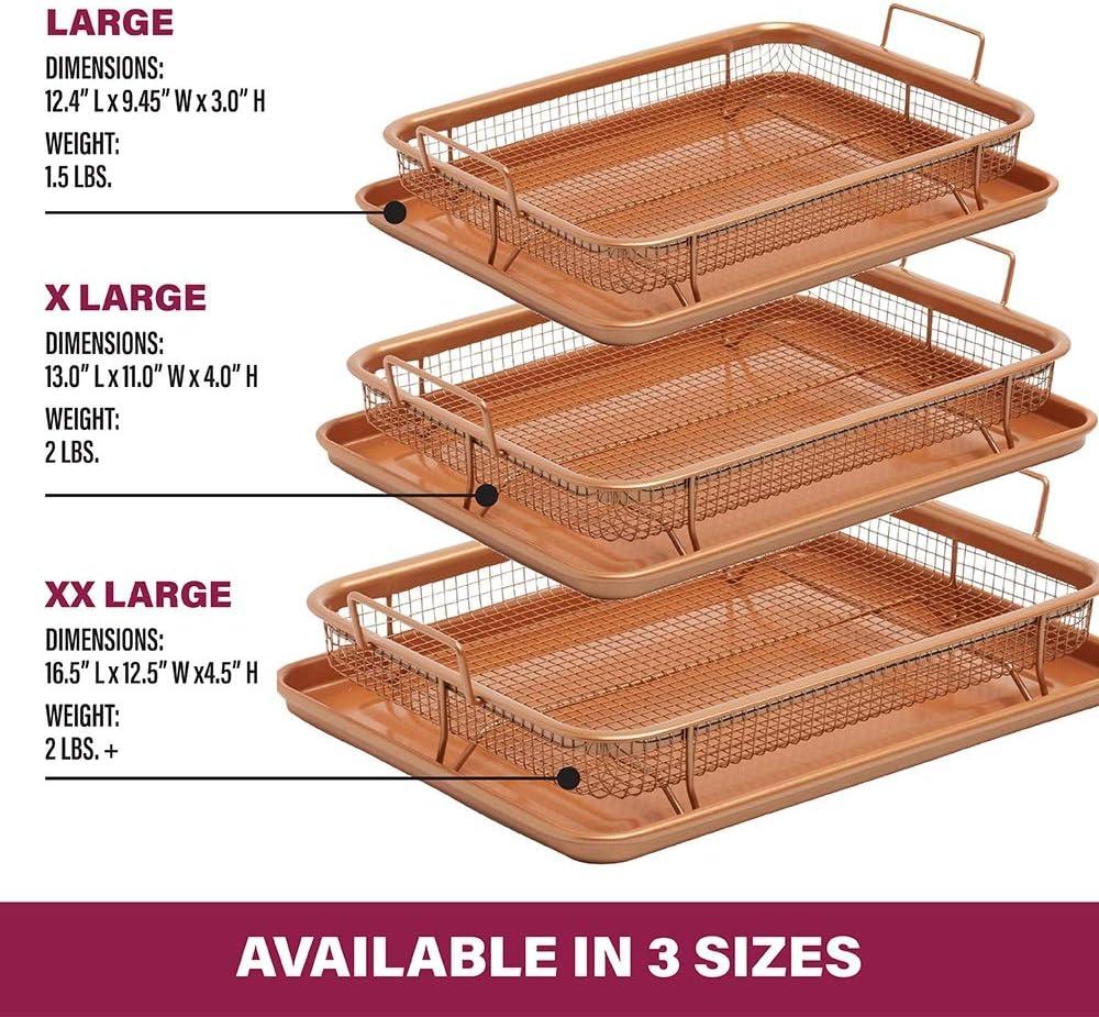 image:imageGotham Steel Crisper Tray for Oven 2 Piece Nonstick Copper Crisper Tray and Basket Air Fry in your Oven Great for Baking and Crispy Foods As Seen on TV Extra Large Size 134 x 11412 x 9