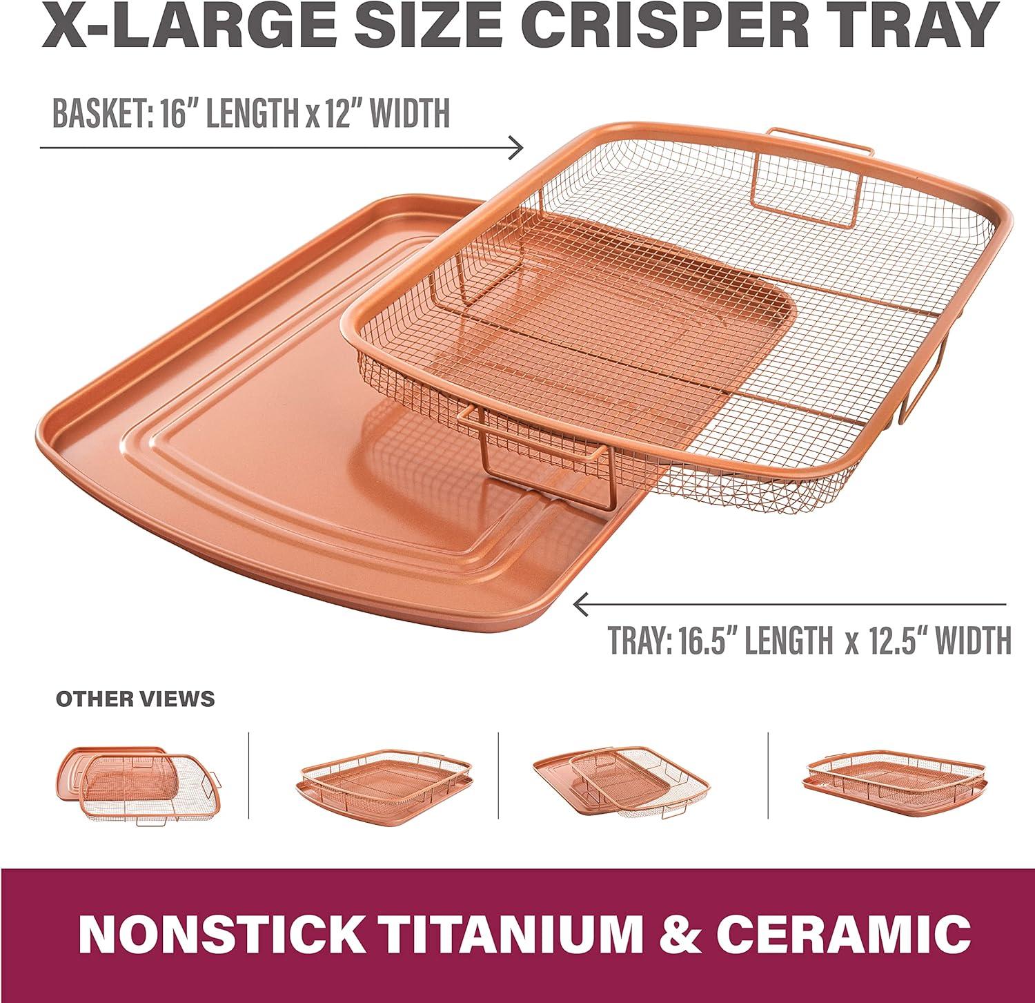 image:imageGotham Steel Crisper Tray for Oven 2 Piece Nonstick Copper Crisper Tray and Basket Air Fry in your Oven Great for Baking and Crispy Foods As Seen on TV Extra Large Size 134 x 114165 x 125