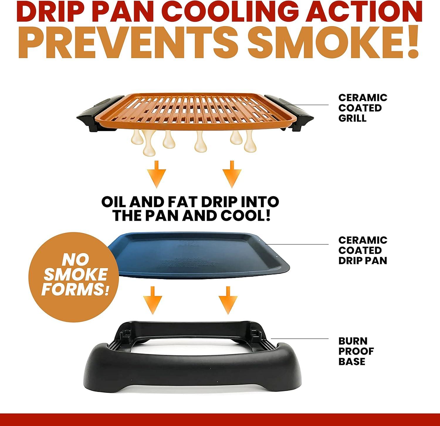 image:imageGotham Steel Indoor Smokeless Grill Electric Grill Ultra Nonstick Electric Grill Dishwasher Safe Surface Temp Control Metal Utensil Safe Barbeque Indoors with No SmokeIndoor Grill
