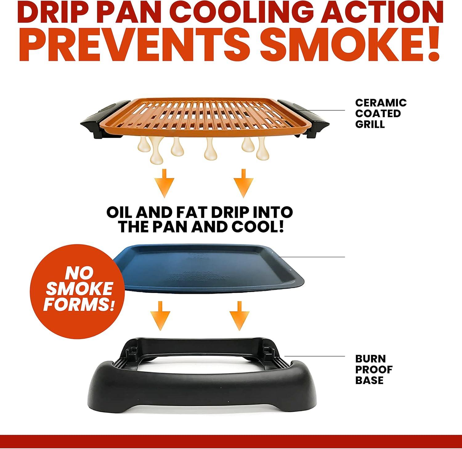 image:imageGotham Steel Indoor Smokeless Grill Electric Grill Ultra Nonstick Electric Grill Dishwasher Safe Surface Temp Control Metal Utensil Safe Barbeque Indoors with No SmokeIndoor Reversible Grill Griddle