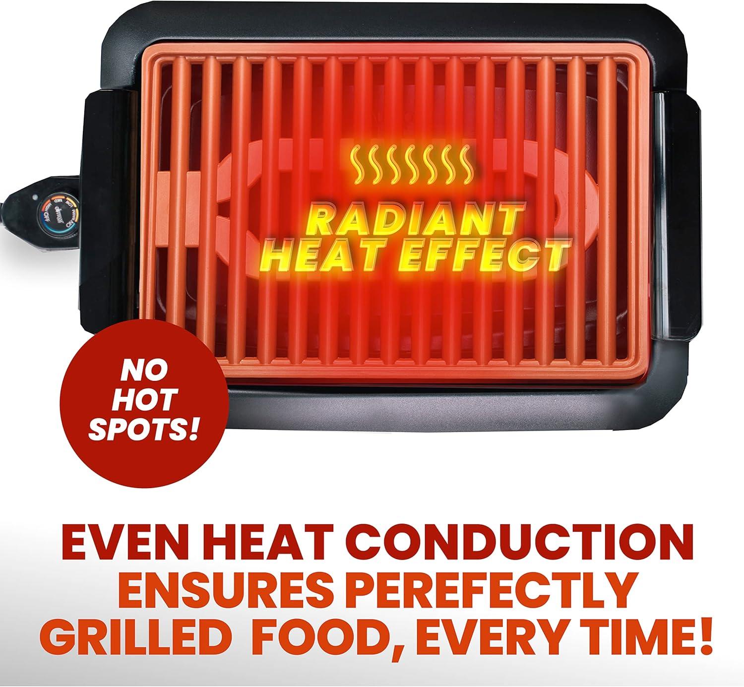 image:imageGotham Steel Indoor Smokeless Grill Electric Grill Ultra Nonstick Electric Grill Dishwasher Safe Surface Temp Control Metal Utensil Safe Barbeque Indoors with No SmokeIndoor Reversible Grill Griddle